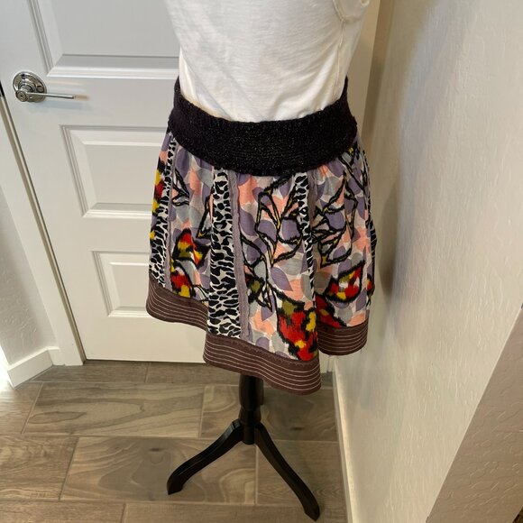 Free People Women's Multicolor Leopard Leaf Patchwork Skirt - Size Medium (308) - Picture 2 of 11